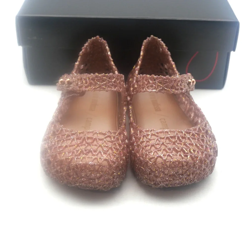 NEW Mini Melissa Rose Glitter Campana Mary Jane Shoes Sandals Toddler Girls 7